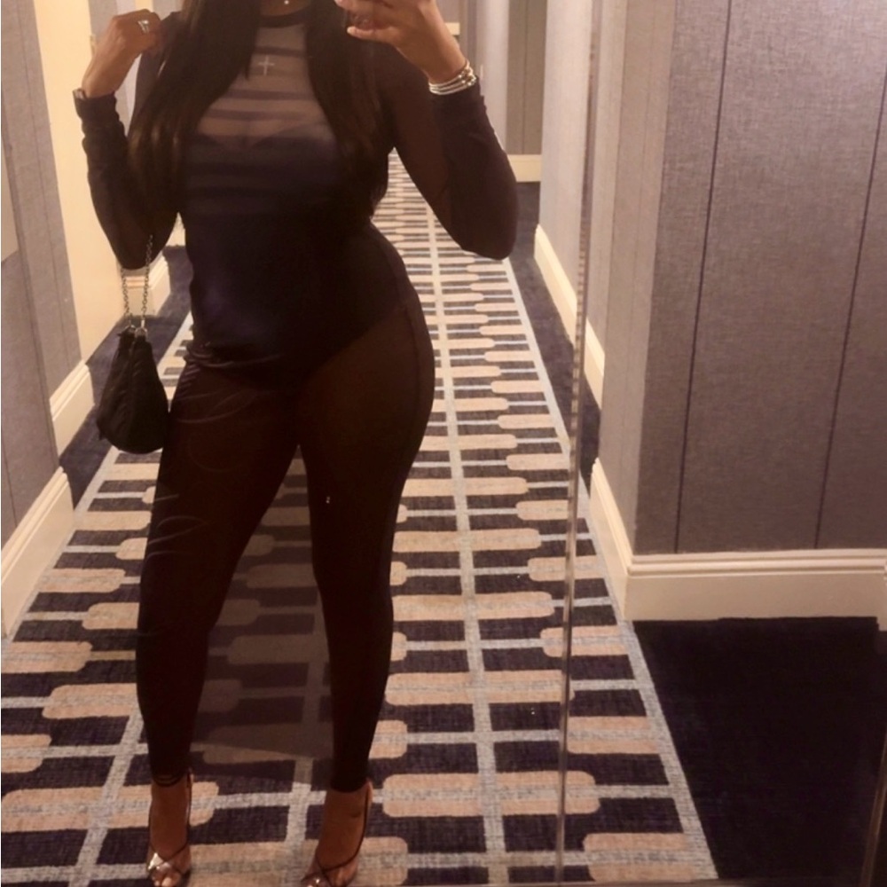 Elegant Black Sheer Women's Dress